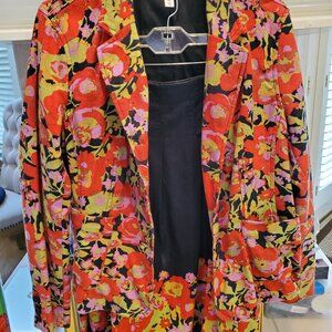 Izzac Mizrahi designer jacket and skirt set. Multi-color floral.